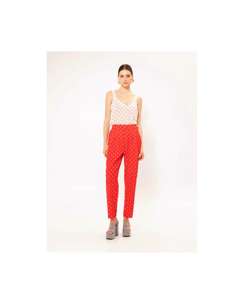 PLEATED CROPPED PANTS POUA RED