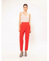 PLEATED CROPPED PANTS POUA RED