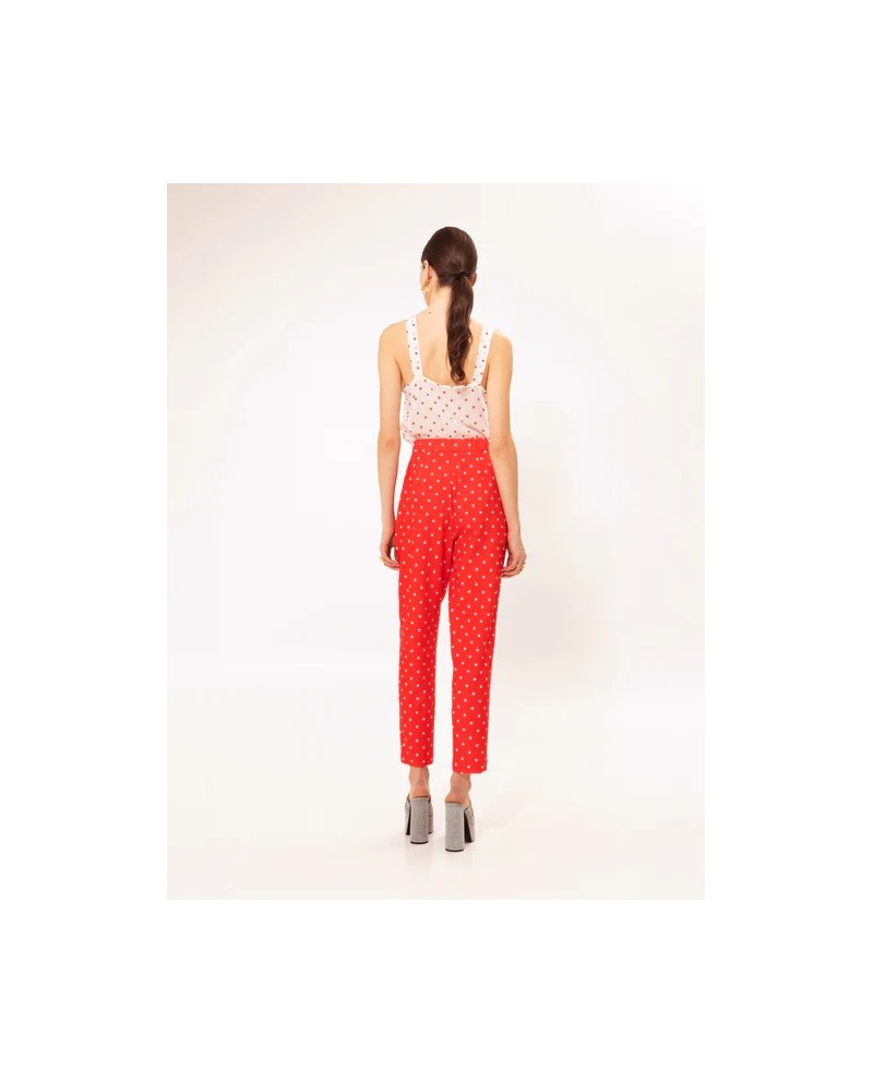 PLEATED CROPPED PANTS POUA RED