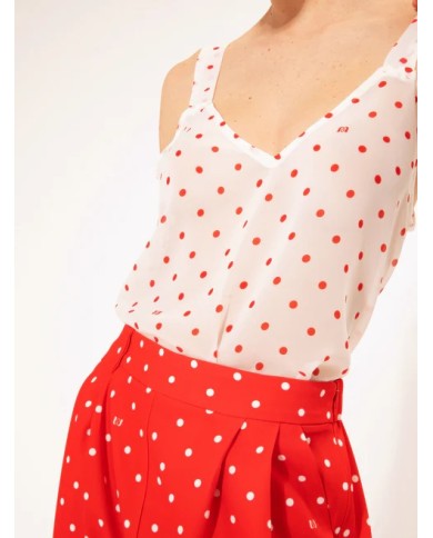 PLEATED CROPPED PANTS POUA RED