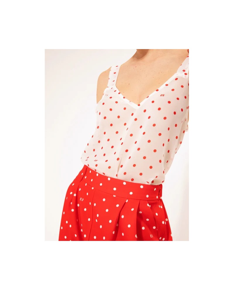 PLEATED CROPPED PANTS POUA RED