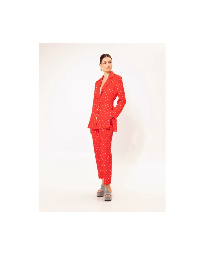 PLEATED CROPPED PANTS POUA RED