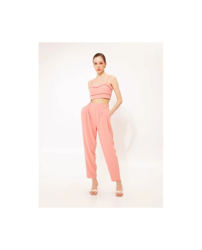PLEATED CROPPED PANTS CORAL