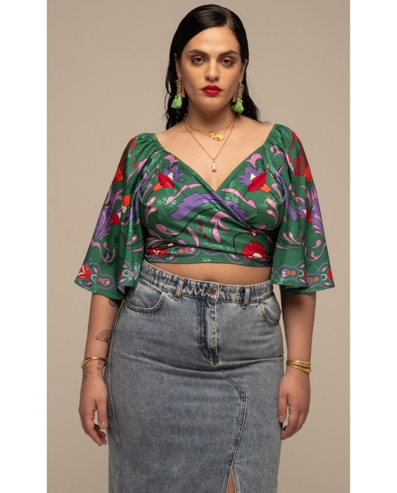 PEACE + CHAOS ALOE WRAP CROP TOP